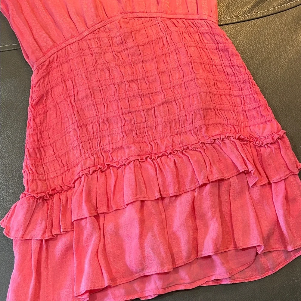 Love Shack Fancy Pink Ruffled Short Sleeve Dress, size XS - Picture 3 of 8